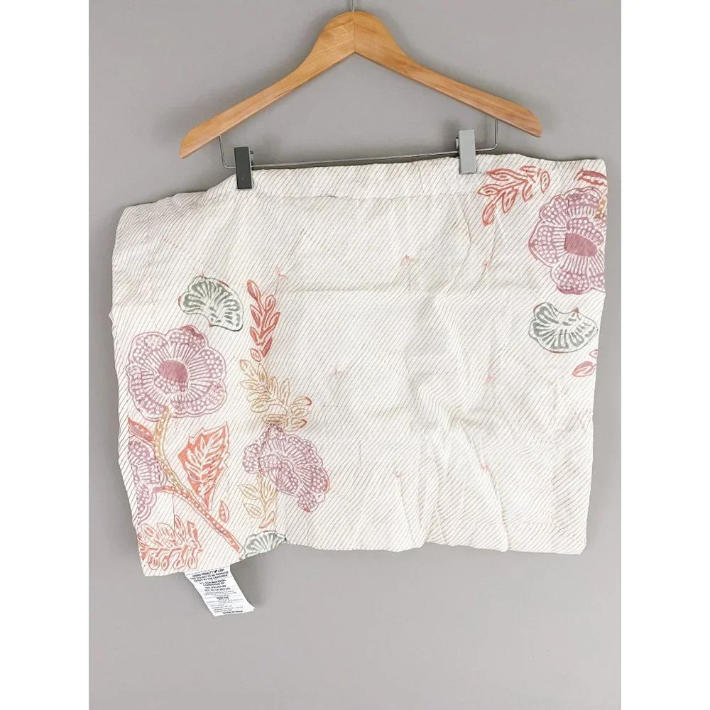 West Elm Floral Block Print Quilted Organic Cotton Standard Sham NEW Terracotta